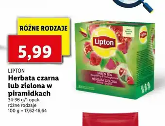 Lidl Herbata czarna lub zielona w piramidkach oferta