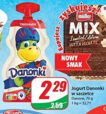 Dino Jogurt w saszetce truskawka danone danonki oferta