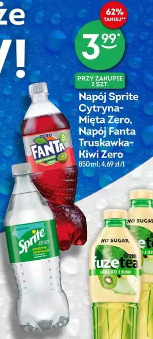 Napój Sprite Cytryna-Mięta Zero, Napój Fanta Truskawka-Kiwi Zero 850ml