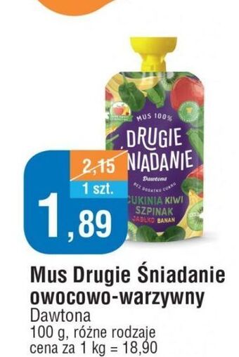 E.Leclerc Mus cukinia kiwi szpinak jabłko banan drugie śniadanie oferta