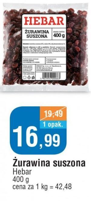 E.Leclerc Żurawina suszona hebar oferta