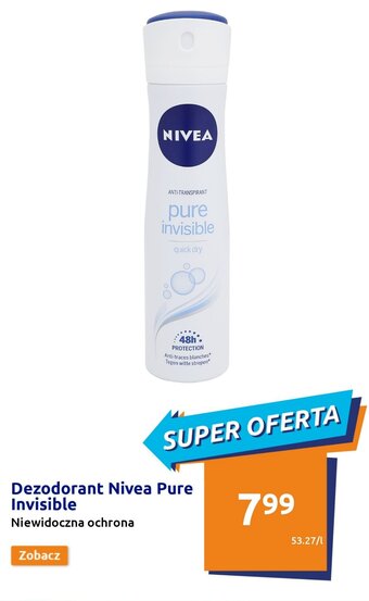 Action Nivea Dezodorant Pure Invisible Niewidoczna ochrona oferta