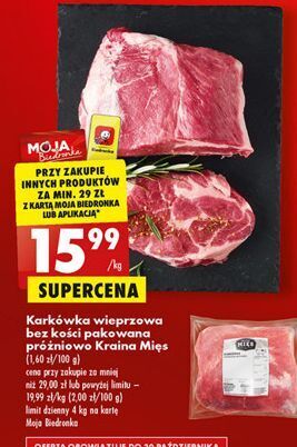 Biedronka Karkówka wieprzowa bez kości kraina mięs oferta