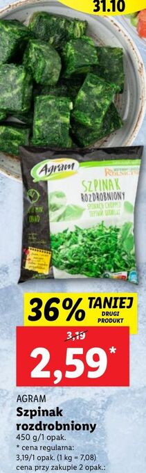 Lidl Szpinak rozdrobniony agram oferta
