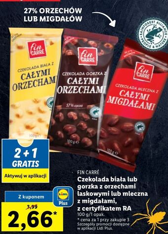 Czekolada biała z całymi orzechami laskowymi fin carre