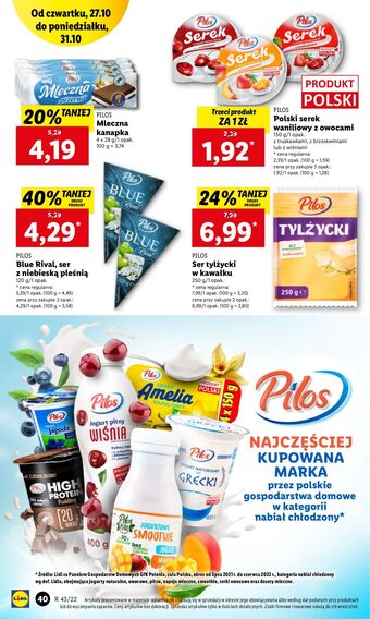 Lidl Serek z wiśniami pilos oferta