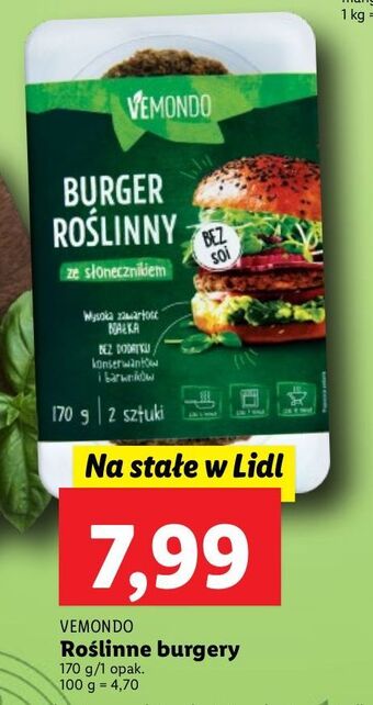 Lidl Burger roślinny ze słonecznikiem vemondo oferta