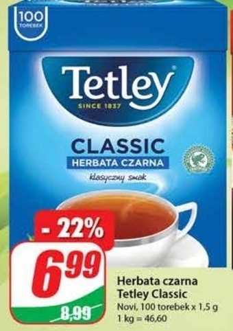 Dino Tetley classic herbata czarna 150 g (100 x 1,5 g) oferta
