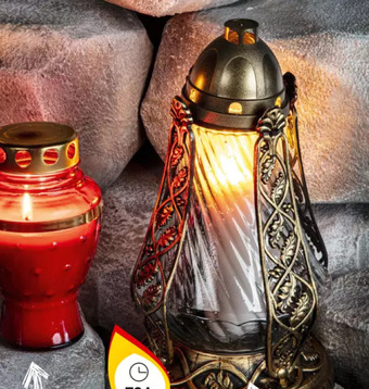 Kaufland Znicz szklany wazon listki oferta