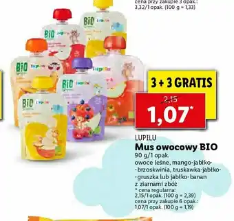 Lidl Mus jabłko-gruszka-truskawka 1 SZT 90 G oferta