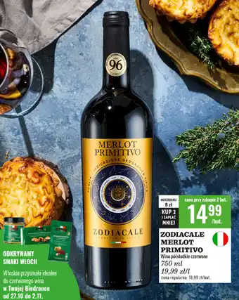 Biedronka Zodiacale Merlot Primivito 750ml oferta