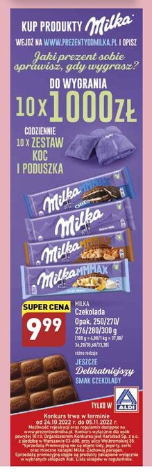 ALDI Czekolada alpine milk milka mmmax oferta