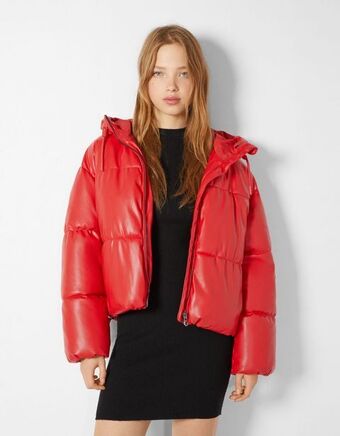 Bershka Kurtka pikowana z efektem sztucznej skóry z kapturem oferta