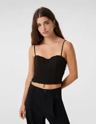 Bershka Top gorsetowy z marszczeniem i szyfonowym gorsetem oferta