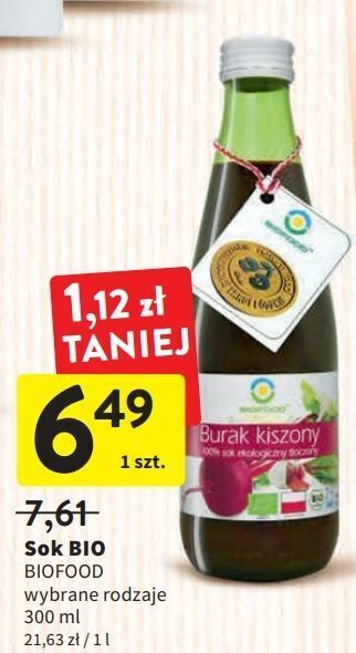 Intermarche Sok z buraków kiszonych bio food oferta