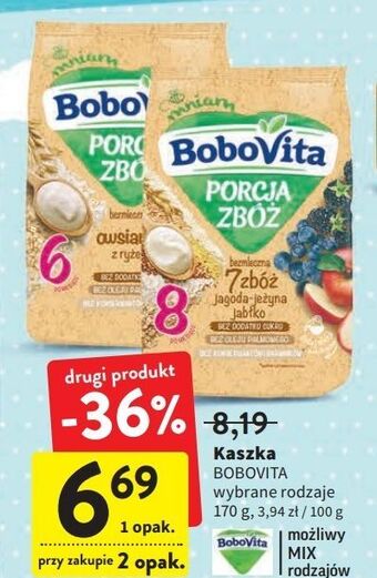 Intermarche Kaszka bezmleczna 7 zbóż jagoda jeżyna jabłko bobovita porcja zbóż oferta