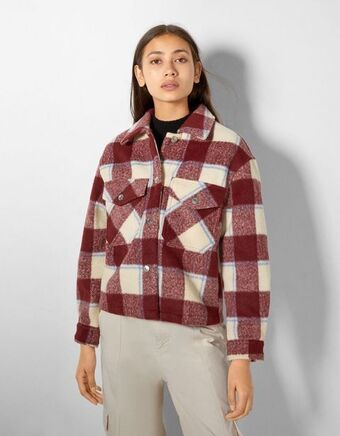 Bershka Kurtka trucker w kratkę oferta