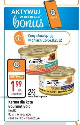 E.Leclerc Karma dla kota kurczak purina gourmet gold oferta