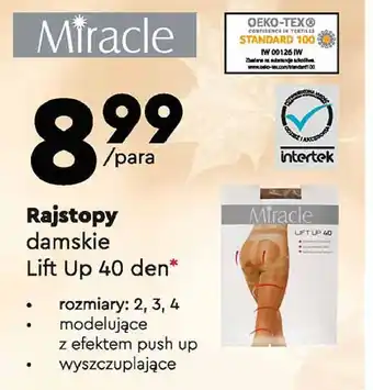 Biedronka Rajstopy lift-up 40 den rozm. 3 natural miracle oferta