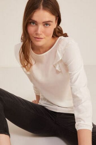 Springfield Two-material flounced shoulder t-shirt oferta