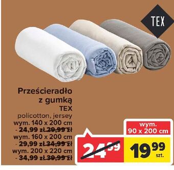 Carrefour Prześcieradło z gumką 90 x 200 cm tex oferta