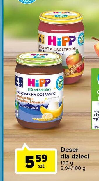 Carrefour Kaszka manna z mlekiem i bananami hipp przysmak na dobranoc oferta