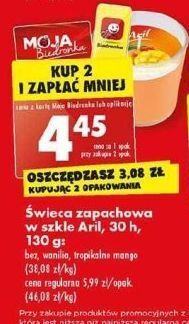 Biedronka Świeca w szkle bez aril oferta