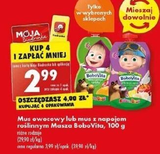 Mus morele z jabłkiem i gruszką masha&bear bobovita