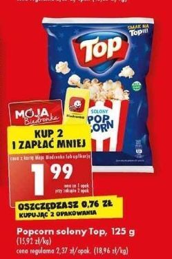 Biedronka Popcorn solony top na maxa oferta