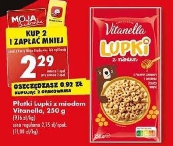 Biedronka Płatki lupki z miodem vitanella oferta