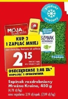 Biedronka Szpinak rozdrobniony mroźna kraina oferta