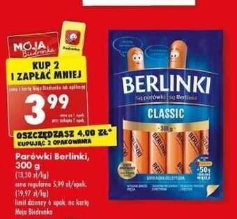 Biedronka Parówki classic morliny berlinki oferta