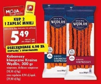 Biedronka Kabanosy klasyczne wieprzowe kraina wędlin oferta