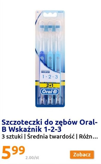 Action oral-b szczoteczki do zębów wskaźnik 1-2-3 oferta