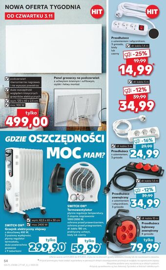 Kaufland Przedłużacz biały 3 gniazda 1.4 m oferta
