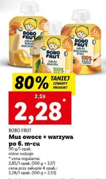 Lidl Mus jabłko-banan-marchewka bobo frut oferta