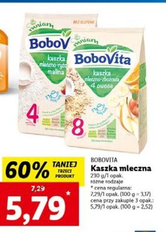 Lidl Kaszka mleczno-zbożowa 4 owoce bobovita oferta
