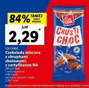 Lidl Czkeolada crusti choc fin carre oferta