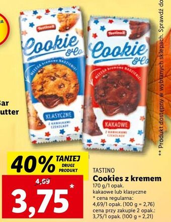 Lidl Ciastka nadziewane kakaowe tastino cookie oferta