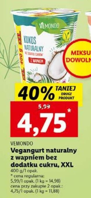 Lidl Vegangurt naturalny z wapniem vemondo oferta