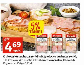 Auchan Kiełbasa żywiecka sucha z szynki olewnik oferta