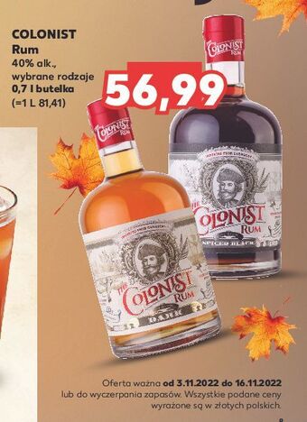 Kaufland Rum the colonist spiced black oferta