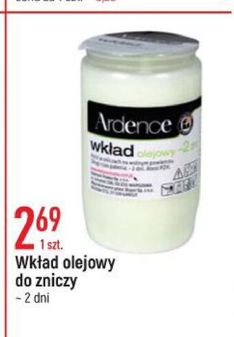 E.Leclerc Wkład olejowy do zniczy 2 dni wiodąca marka ardence oferta