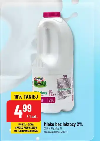 Biedronka Mleko wiejskie bez laktozy 2% 1 BTL 1 L oferta