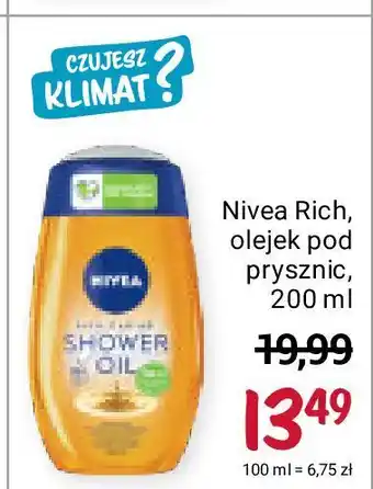 Rossmann Olejek pod prysznic natural oil nivea oferta