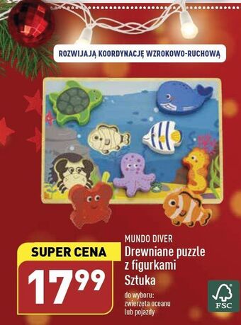 ALDI Puzzle drewniane zwierzęta oceanu mundo diver oferta
