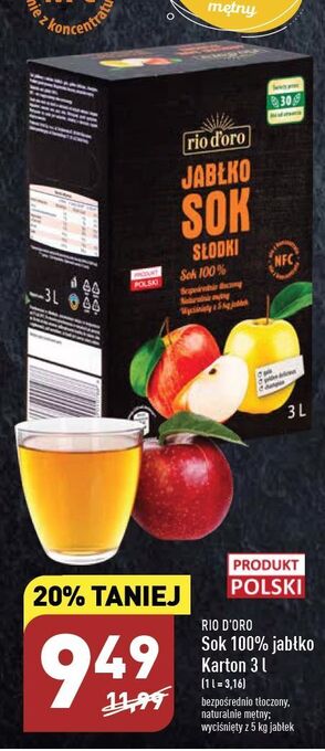 ALDI Sok jabłkowy rio d'oro oferta