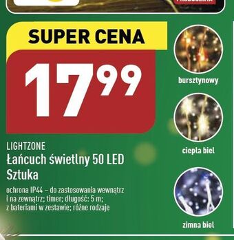 ALDI Łańcuch świetlny 50 led zimna biel lightzone oferta