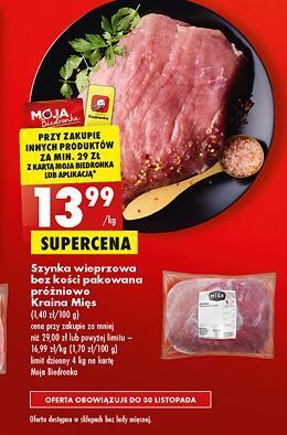 Biedronka Szynka wieprzowa bez kości kraina mięs oferta