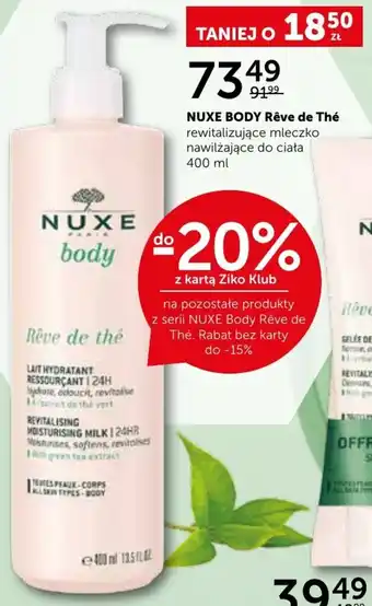 Ziko Apteka Nuxe Body Reve de The rewitalizujące mleczko nawilżające do ciała 400 ml oferta